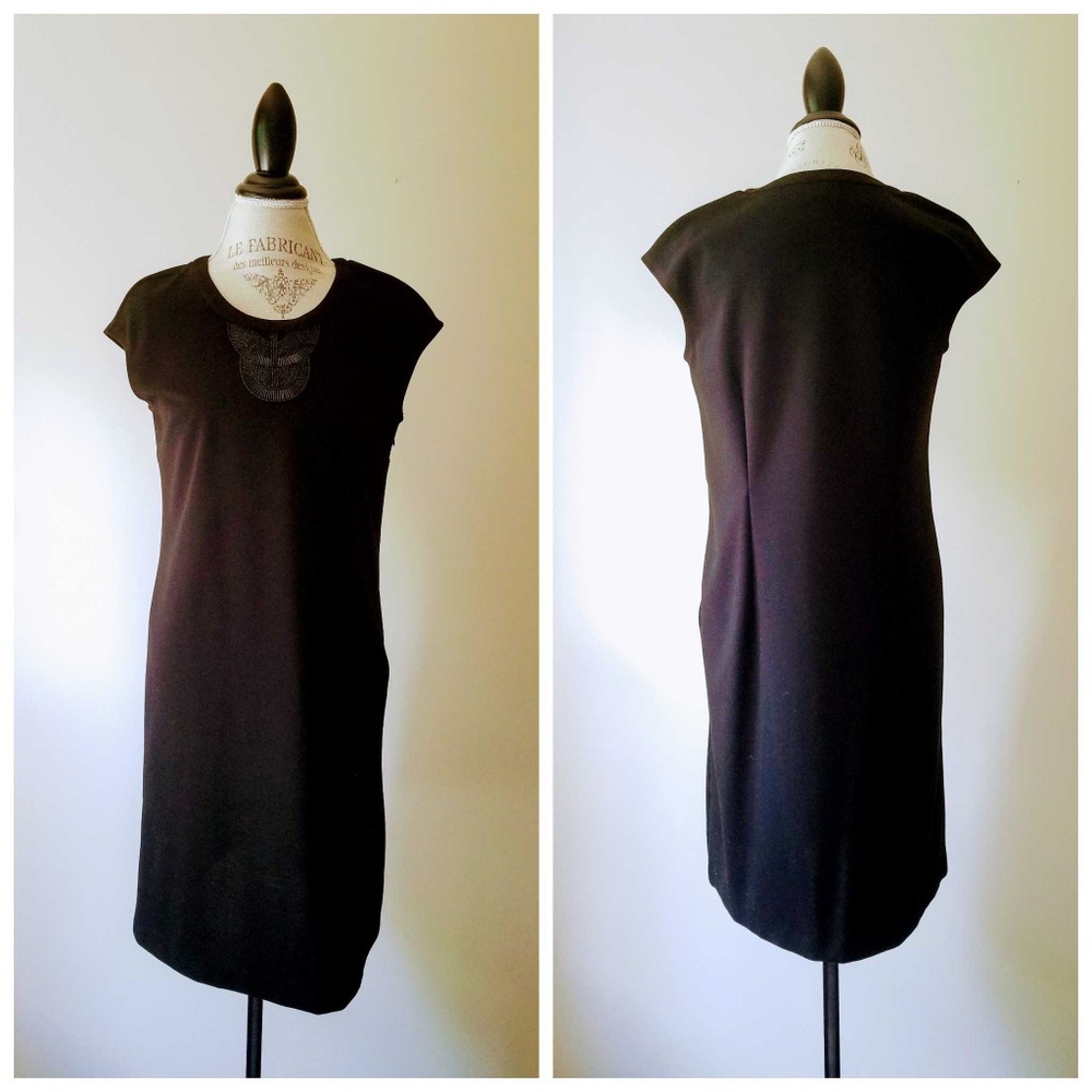Dana Buchman | Black Bead Embellished Sheath Dress
